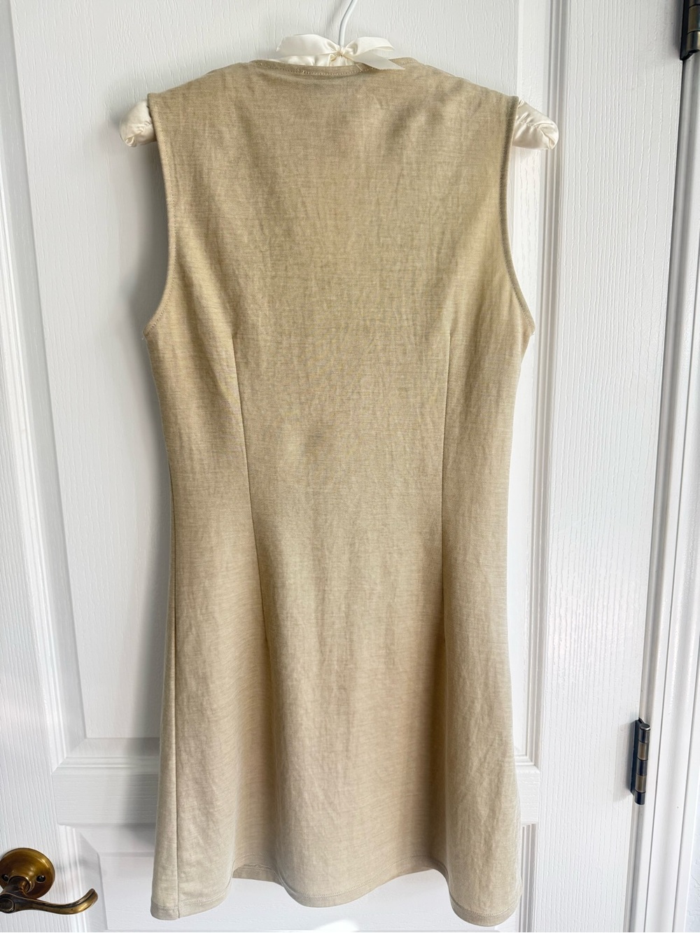 NWT Mango Mini Dress Button Up V-neck Sleeveless Tan /Oat Size S - Picture 11 of 11